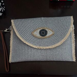 Stylish Gray Clutch with Eye Design